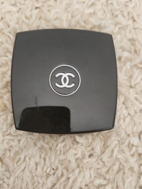 CHANEL Black Compact Case with Silver CC Emblem